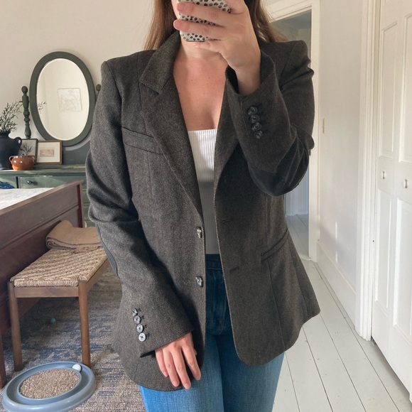 Veronica Beard Jackets & Blazers - Veronica Beard Wool Herringbone Elbow Patch Dickey Blazer Womens 3